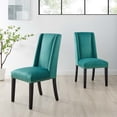 thumbnail image 1 of Modway Baron Performance Velvet Dining Chairs - Set of 2 in Teal, 1 of 9