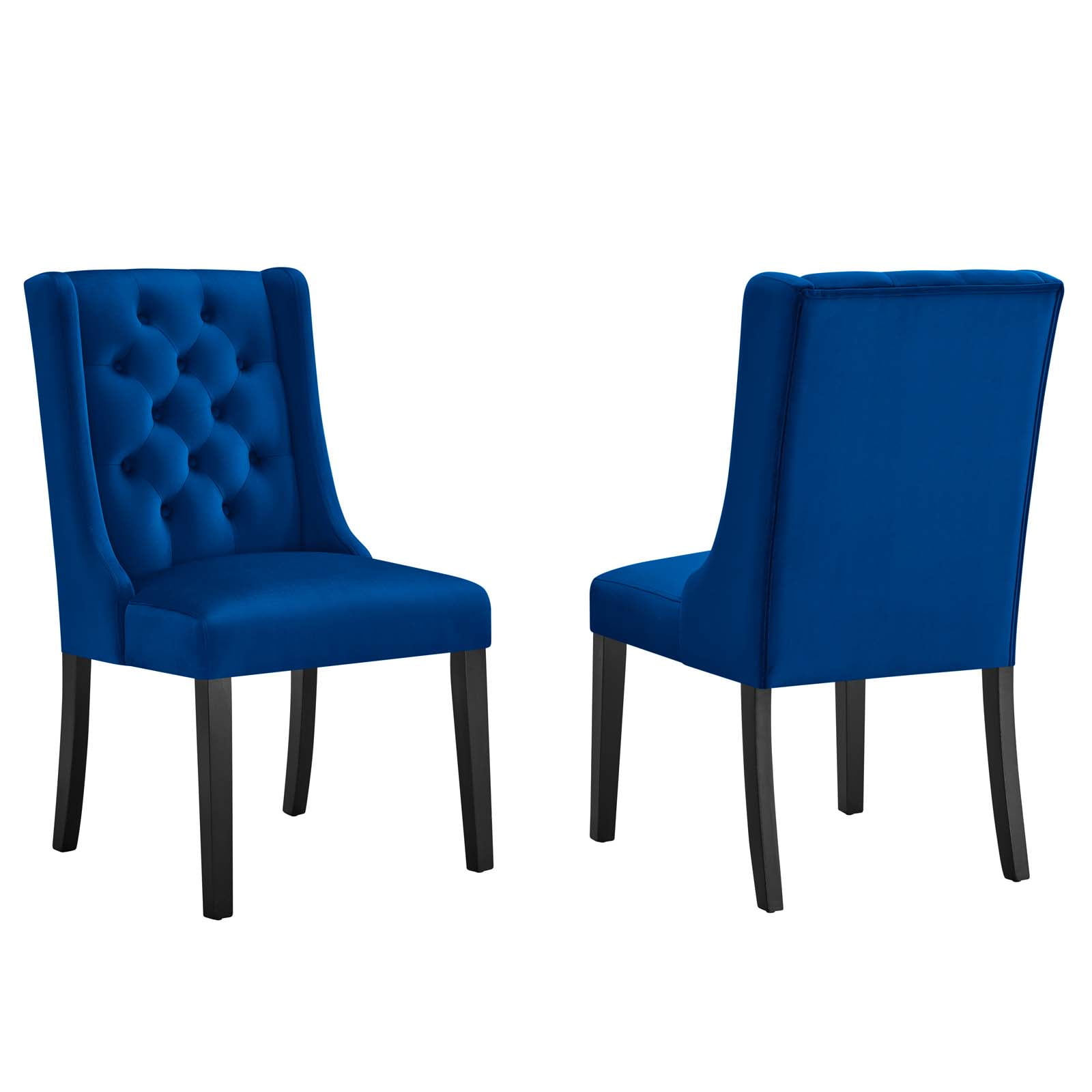 Modway Baronet 20" Tufted Velvet Dining Chairs in Navy/Black (Set of 2 ...