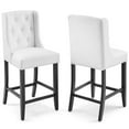 thumbnail image 1 of Modway Baronet Counter Bar Stool Faux Leather Set of 2 in White, 1 of 7