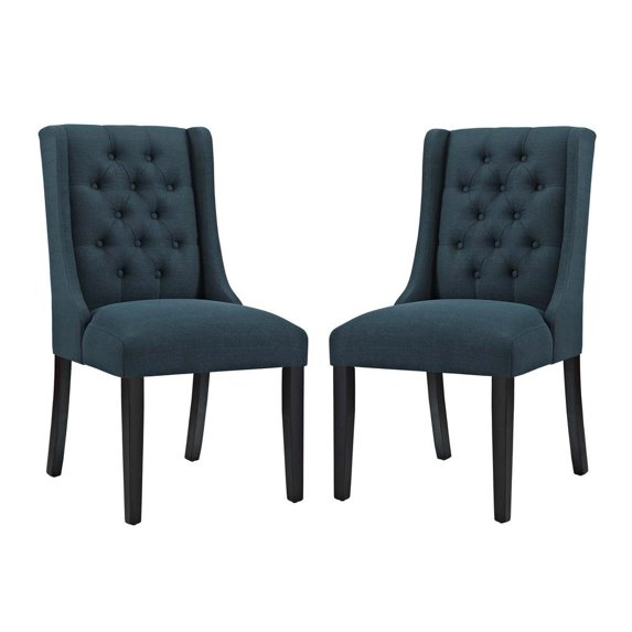 Modway Baronet 19" Fabric Solid Rubberwood Dining Chair in Azure (Set of 2)