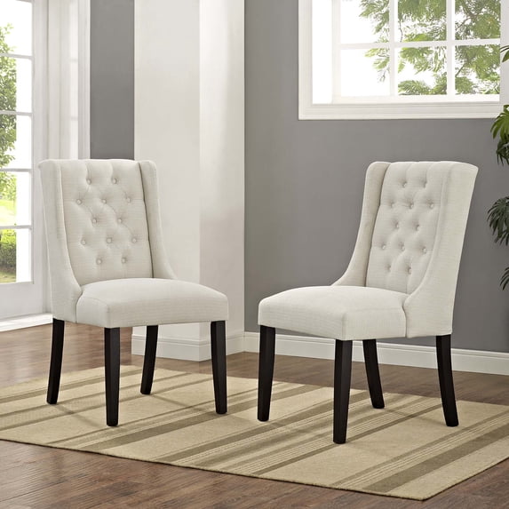 Modway Baronet Dining Chair Fabric Set of 2 in Beige