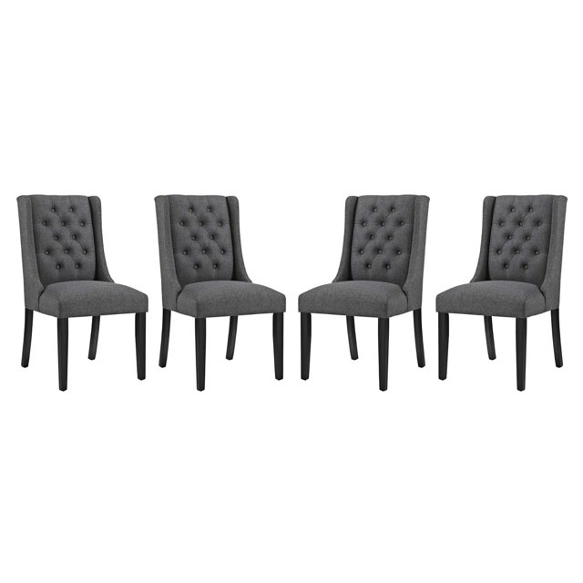 Modway Dining Chair Fabric Set of 4 in Gray