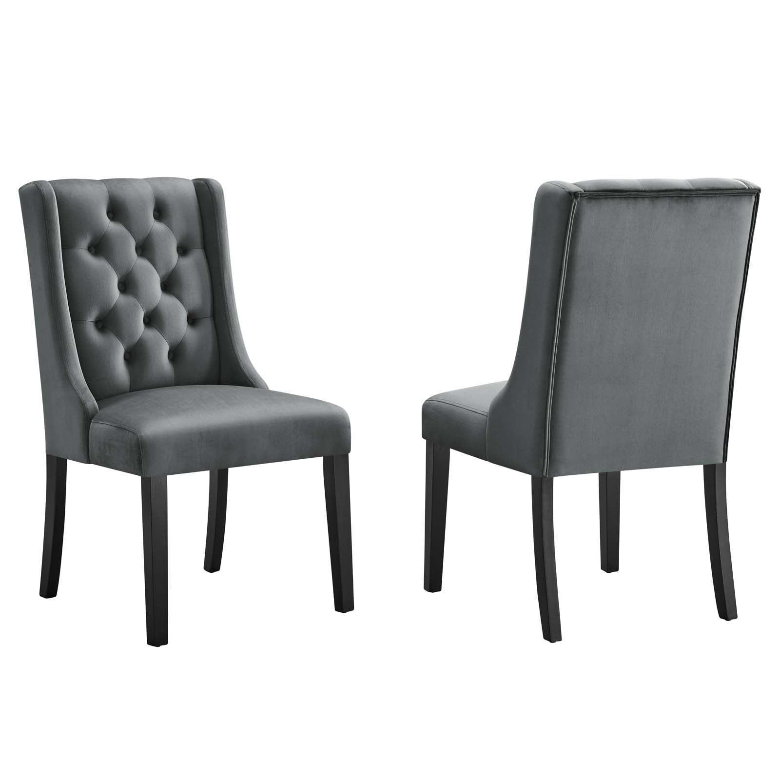 Baronet Gray Velvet Upholstered High Back Side Chair Set