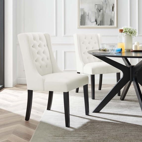 Modway Baronet Performance Velvet Dining Chairs - Set of 2 in White