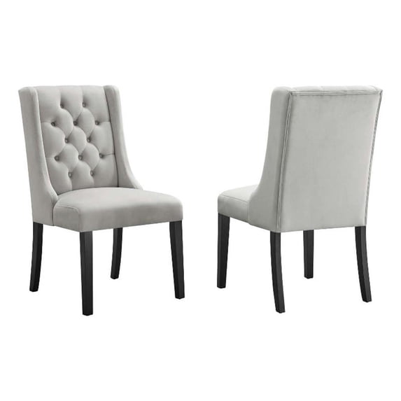 Modway Baronet 20" Tufted Velvet Dining Chairs in Light Gray/Black (Set of 2)