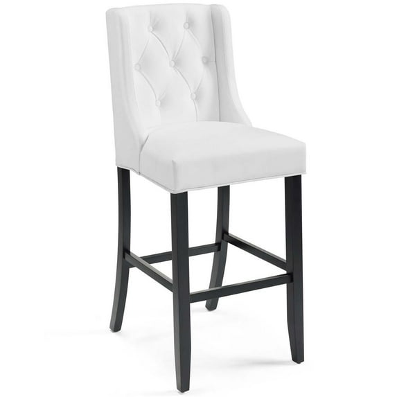 Modway Baronet Tufted Button Faux Leather Bar Stool in White