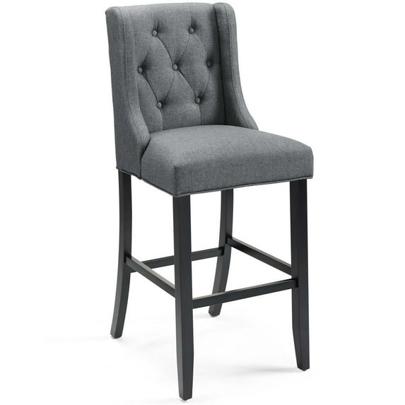 Modway Baronet Tufted Button Upholstered Fabric Bar Stool in Gray