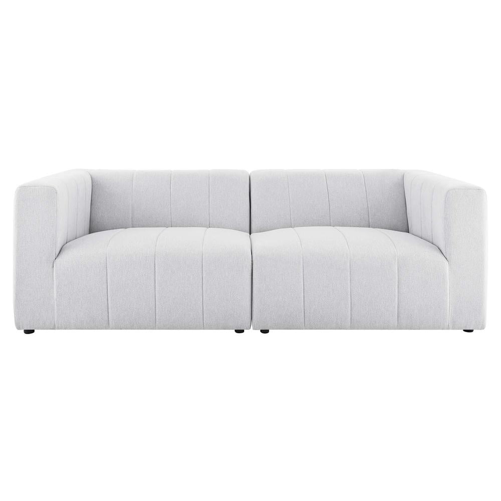 Ivory Channel-Tufted 87" Polyester & Wood 2-Piece Loveseat