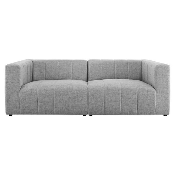 Modway Bartlett Upholstered Fabric 2-Piece Loveseat in Light Gray