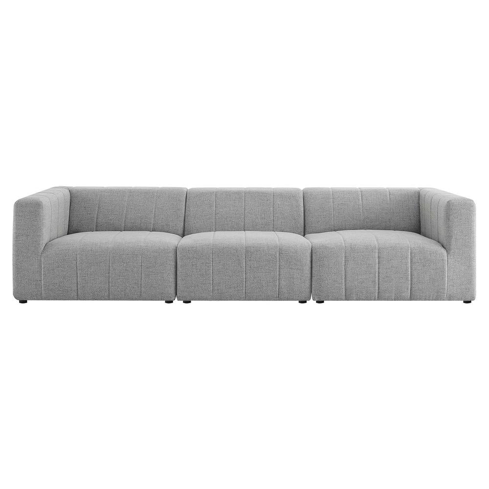 Light Gray Tufted Fabric Three-Piece Sectional Sofa