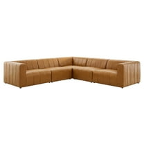 Modway Bartlett Vegan Leather 5-Piece Sectional Sofa in Tan