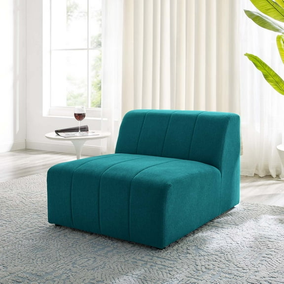 Modway Bartlett Upholstered Fabric Armless Chair in Teal