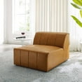 thumbnail image 1 of Modway Bartlett Tufting Faux Leather Upholstered Armless Chair in Tan, 1 of 8