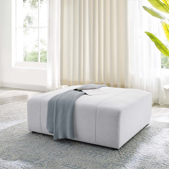 Modway Bartlett Modern Upholstered Polyester Fabric Ottoman in Ivory