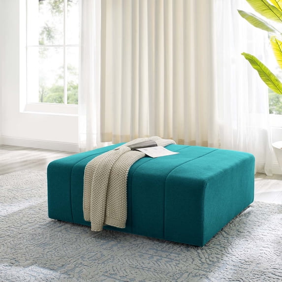 Modway Bartlett Upholstered Fabric Ottoman in Teal