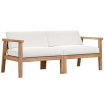 Modway Bayport Outdoor Patio Teak Wood 2-Seater Loveseat in Natural White