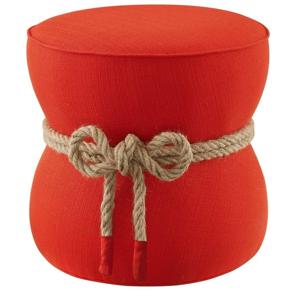 Modway Beat Nautical Rope Upholstered Fabric Ottoman in Atomic Red