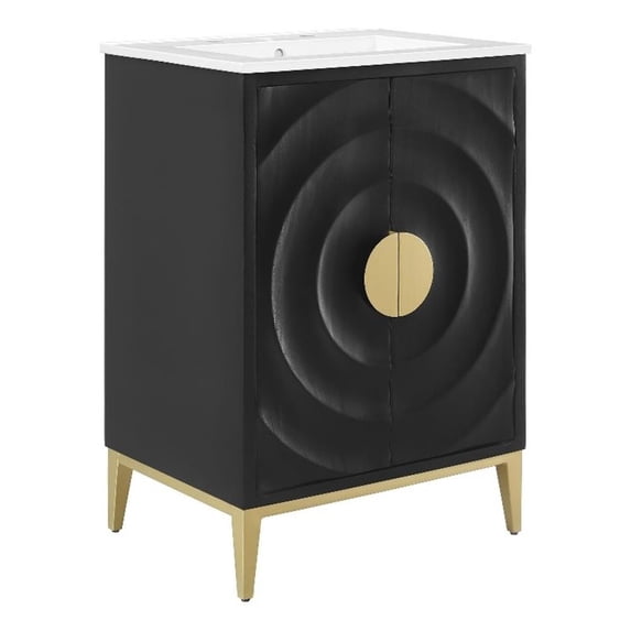 Modway Beau 24" Bathroom Vanity with Basin in White/Black