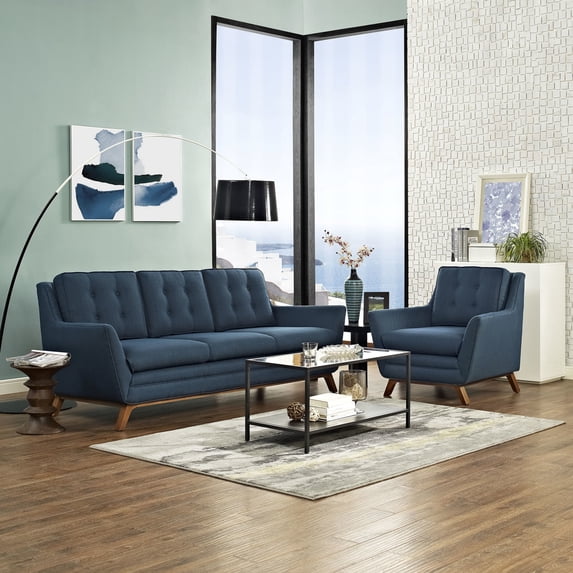 Modway Beguile Living Room Set Upholstered Fabric Set of 2 in Azure