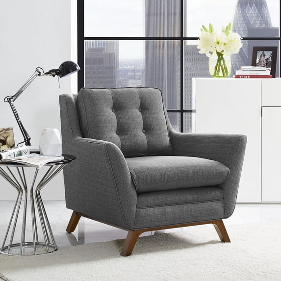 Modway Beguile Upholstered Fabric Armchair in Gray