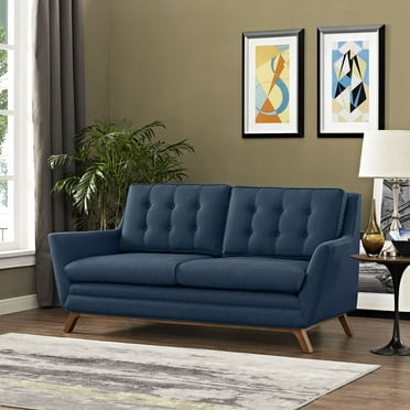Modway Beguile Modern Finely Upholstered Fabric Loveseat in Azure Blue
