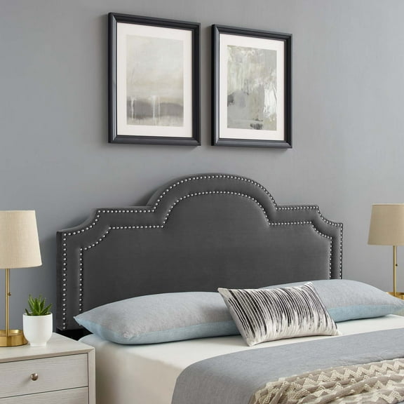 Modway Belinda Performance Velvet Twin Headboard in Charcoal