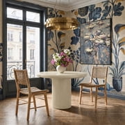 Belmonte 45 Inch Round Dining Table with Fluted Pedestal Base in Putty