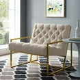 thumbnail image 1 of Modway Bequest Fabric Upholstered Gold Stainless Steel Accent Chair, Multiple Colors, 1 of 4