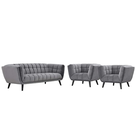 Modway Bestow 3 Piece Velvet Sofa and Armchair Set