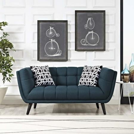 Modway Bestow Upholstered Fabric Loveseat in Blue