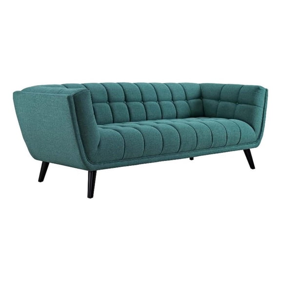 Modway Bestow Modern Style Upholstered Polyester Fabric Sofa in Teal Blue