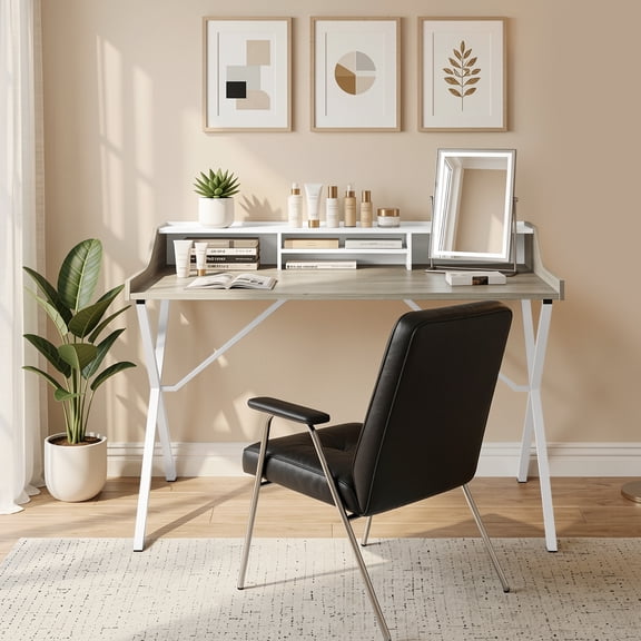 Modway Bin Contemporary Modern Writing Desk with Storage Cubbies, Oak