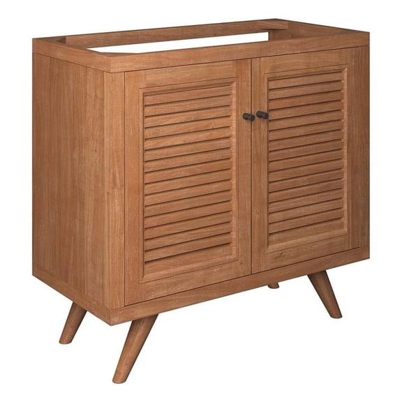 Modway 36" 2-Door Teak Wood Bathroom Vanity Cabinet in Natural