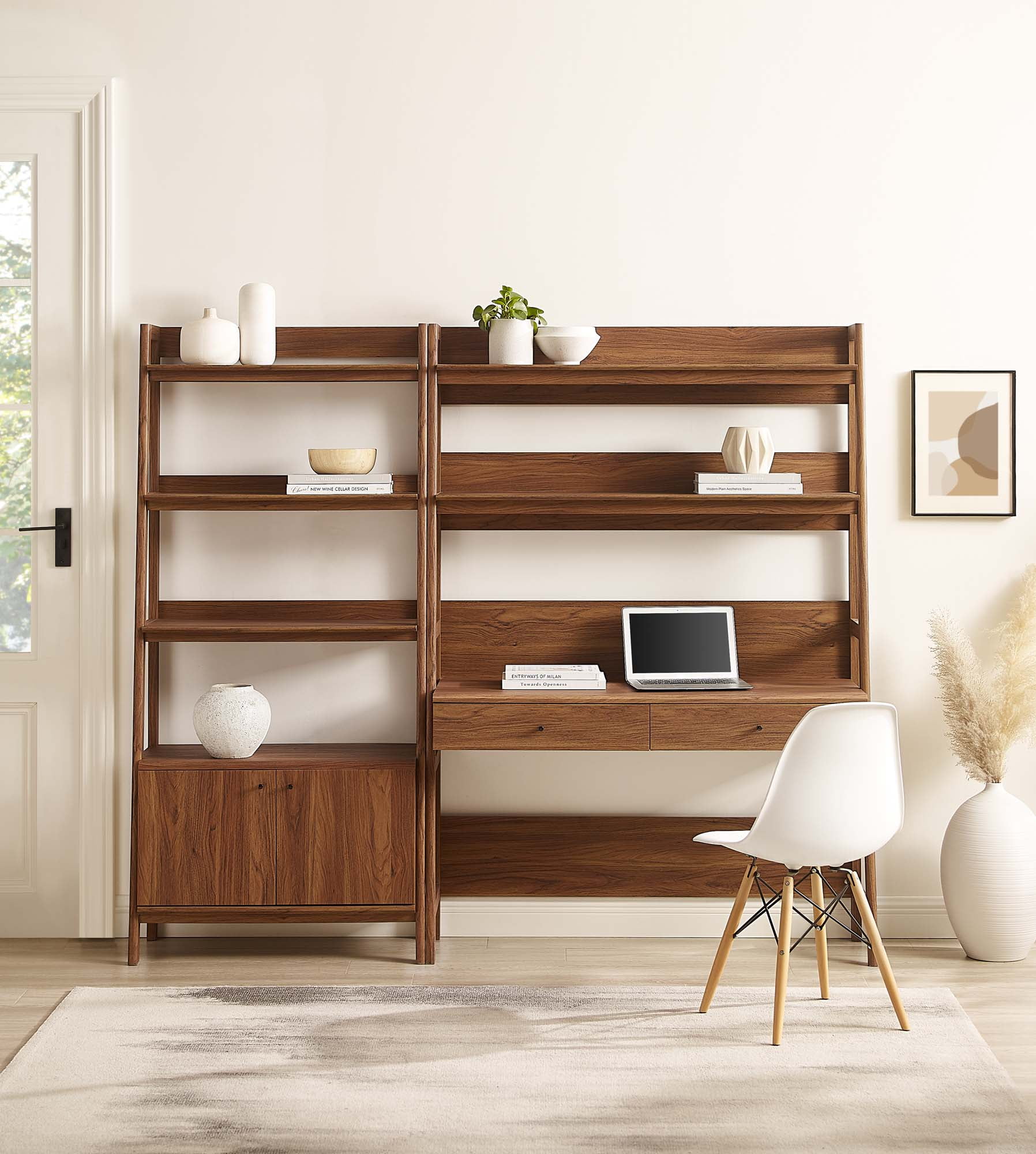 Bixby Walnut 2-Piece Office Desk and Bookshelf Set