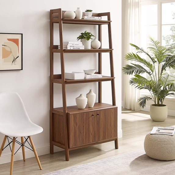 Modway Bixby 32.5" Particleboard and MDF Wood Bookshelf in Walnut