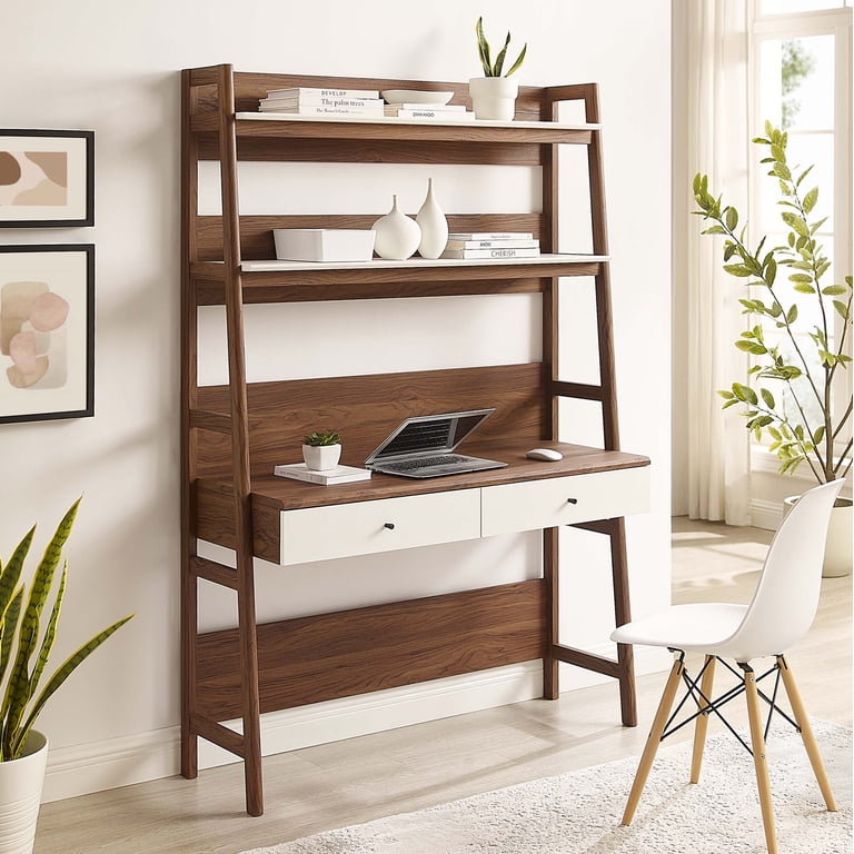Modway Bixby Modern Computer Office Desk in Walnut White - Walmart.com