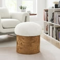 thumbnail image 1 of Breeze Boucle Upholstered Ottoman in Ivory Burl, 1 of 10