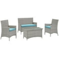 thumbnail image 1 of Bridge 4 Piece Outdoor Patio Patio Conversation Set, Light Gray Turquoise, 1 of 9