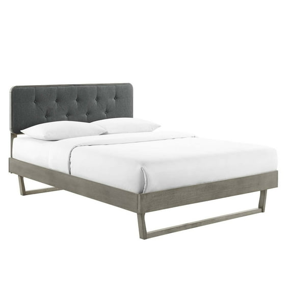 Bridgette King Wood Platform Bed With Angular Frame Gray Charcoal