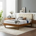 thumbnail image 1 of Modway Bridgette Twin Wood Platform Bed with Angular Frame in Walnut/Beige, 1 of 11