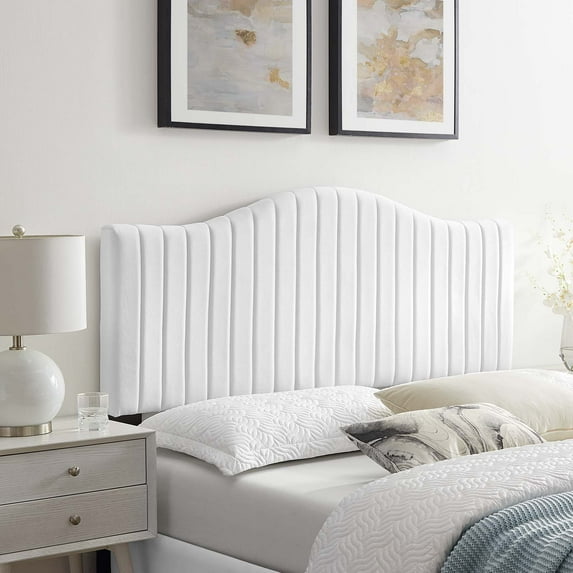 Modway Brielle Channel Tufted Performance Velvet Full/Queen Headboard in White