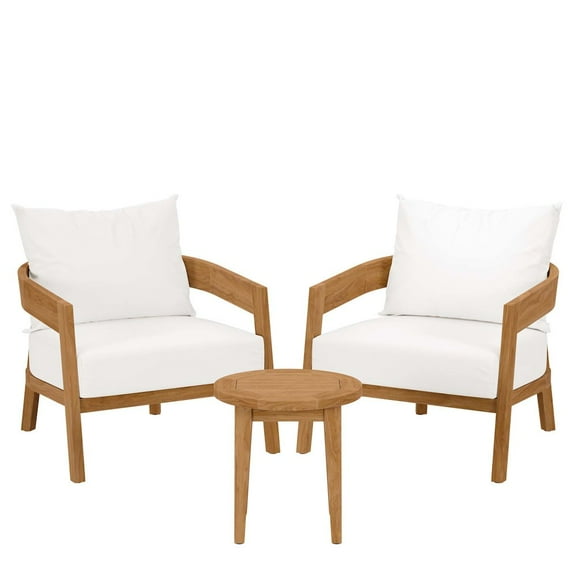 Modway Brisbane 3-Piece Teak Wood Outdoor Patio Set