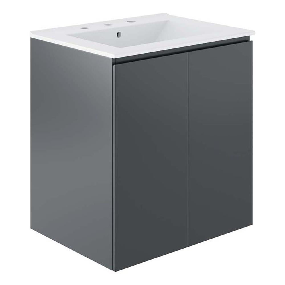 Bryn 24" Gray White Wall-Mount Ceramic Sink Vanity