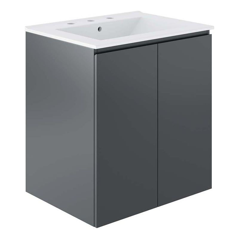 Bryn 24" Gray White Wall-Mount Ceramic Sink Vanity