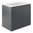 thumbnail image 1 of Modway Bryn 30" Modern Wood/Ceramic Wall-Mount Bathroom Vanity in Gray/White, 1 of 8