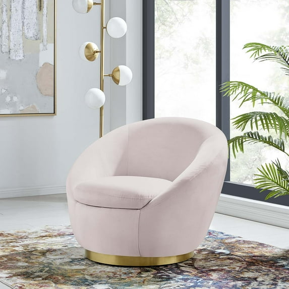 Modway Buttercup Performance Velvet Swivel Chair in Gold Pink
