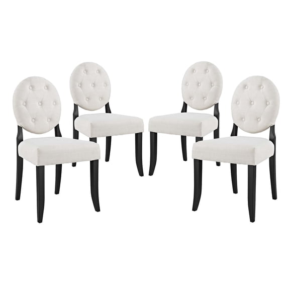 Modway Button Dining Side Chair Upholstered Fabric Set of 4