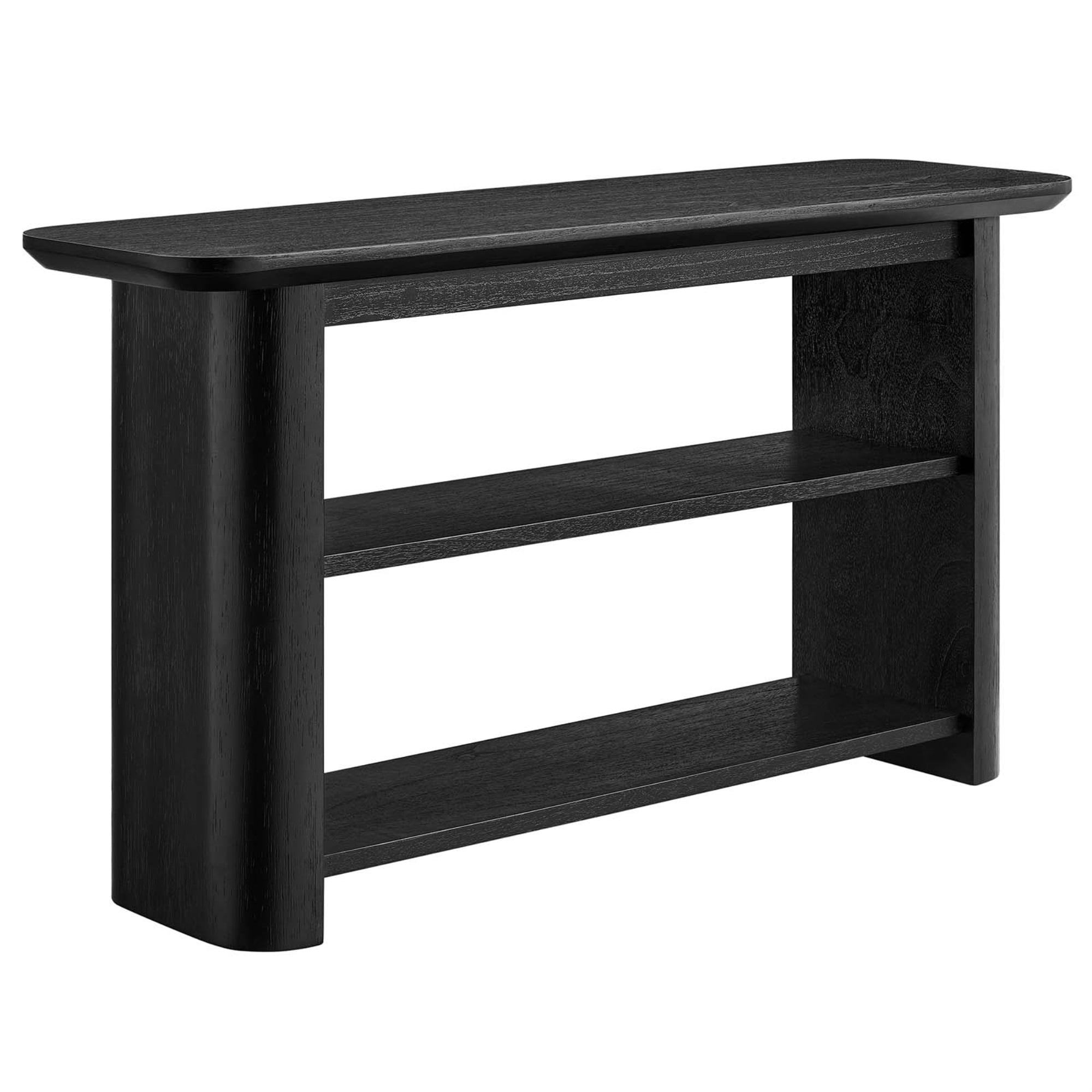 Calix Black Wood Console Table with Open Shelves