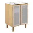 thumbnail image 1 of Calla 24" Perforated Metal Bathroom Vanity in White Oak, 1 of 11