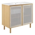 thumbnail image 1 of Calla 36" Perforated Metal Bathroom Vanity in White Oak, 1 of 11